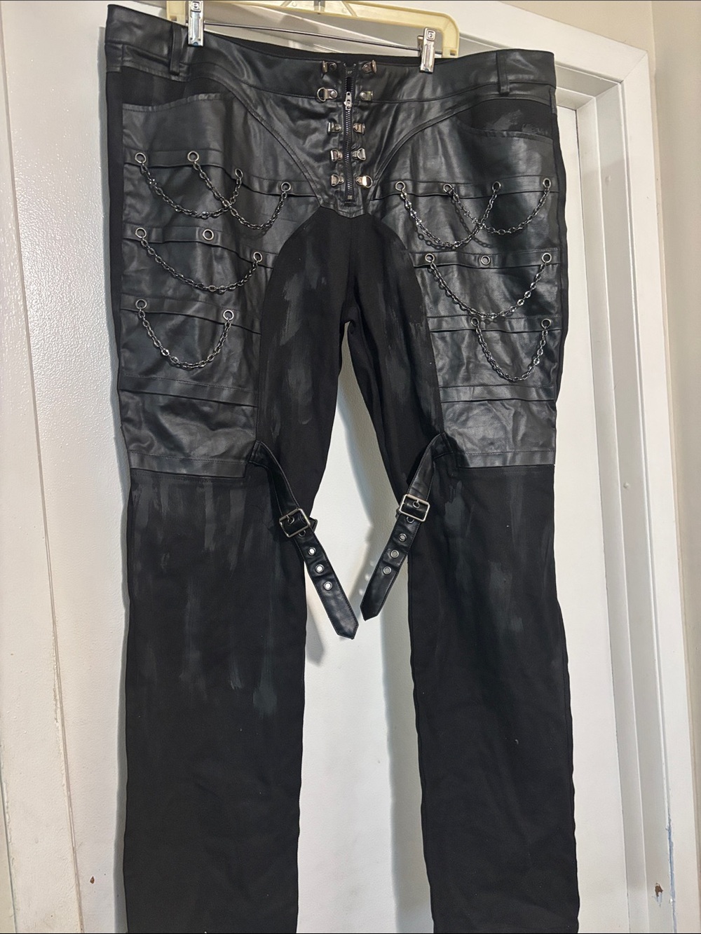 Black Gothic Chain-Accent Boot Pants